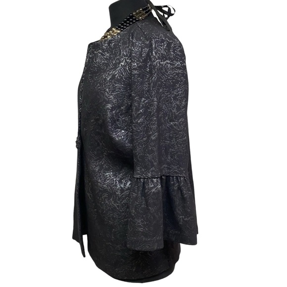 JM Collection Black Metallic Trumpet Sleeves - Picture 2 of 4